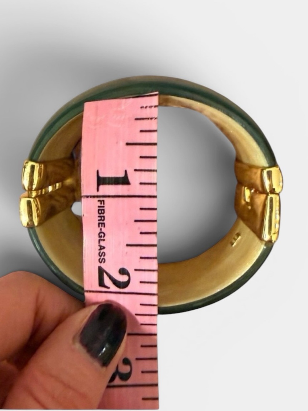 Alexis Bittar Teal Lucite and 14k Gold Plated Hinged Cuff Bracelet and Dustbag - Picture 12 of 13